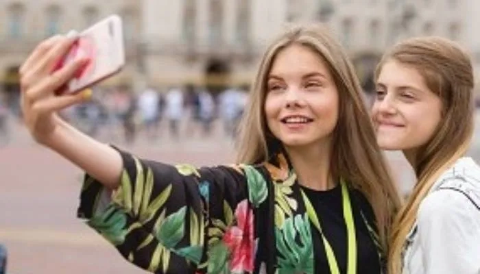 Two girls taking a selfie